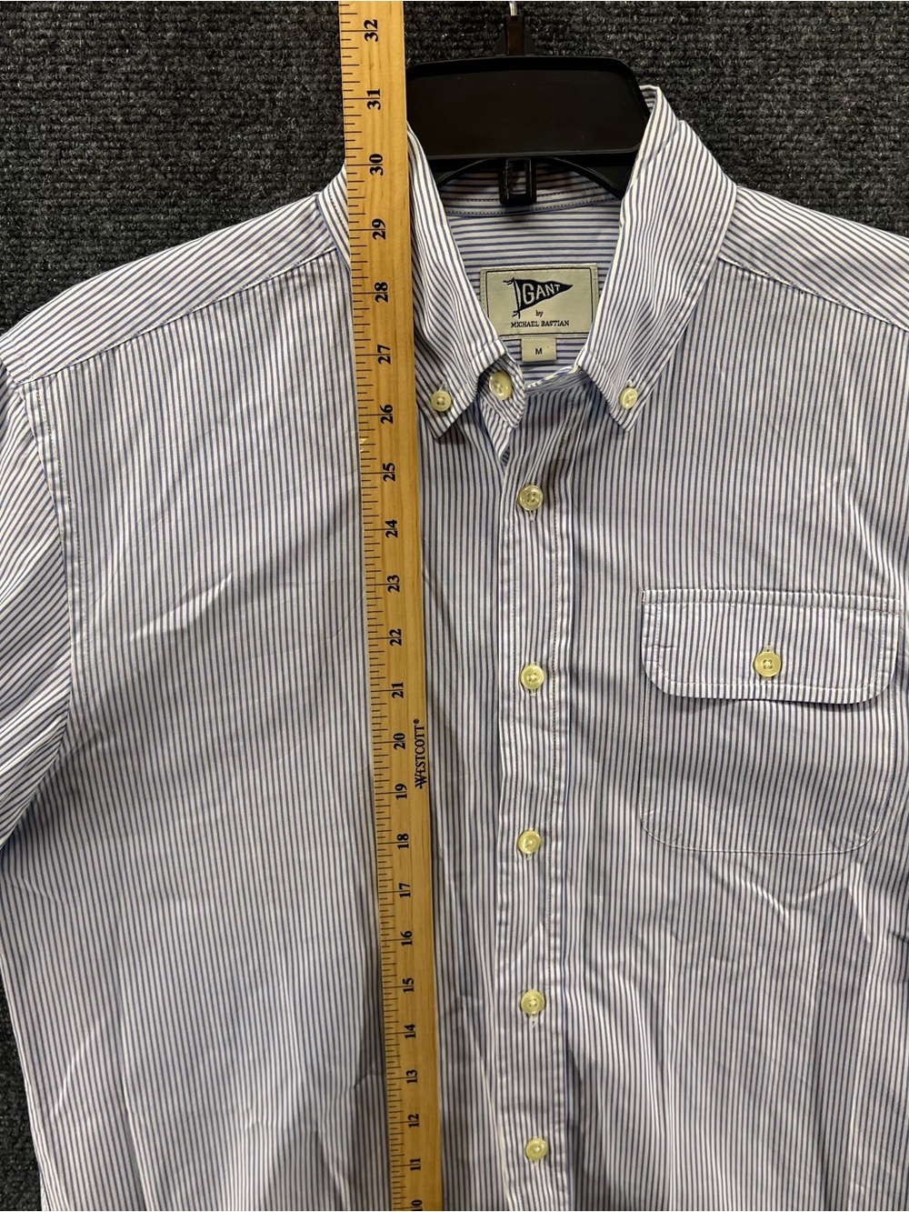 Gant Oxford Button Down L/S Shirt Medium Blue/White Stripe Armband Preppy Career - Picture 7 of 12